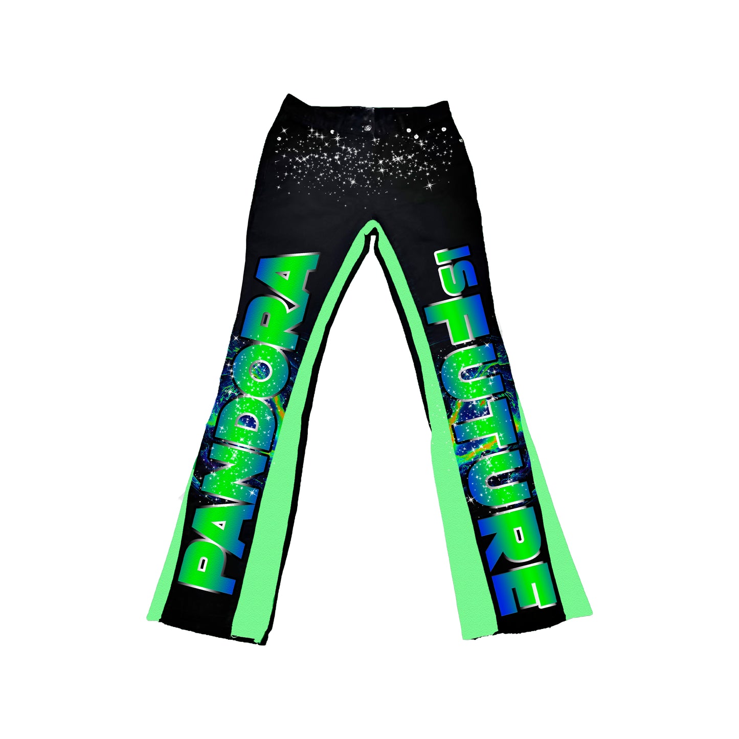 Outer Galactic Flared Jeans ~ Prasinos